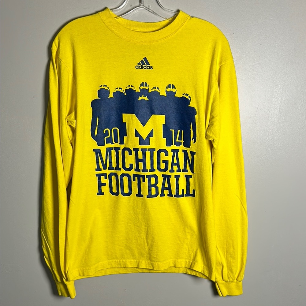 Adidas Michigan Wolverines 2014 “The Team” Football longsleeve Yellow Shirt Sz M
